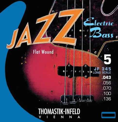Thomastik Saiten für E-Bass Jazz Bass Flat Wound Jazz Bass Serie Nickel Flat Wound Roundcore .056 (JF34056)