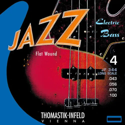 Thomastik Saiten für E-Bass Jazz Bass Flat Wound Jazz Bass Serie Nickel Flat Wound Roundcore Satz 4-str. long (JF344)