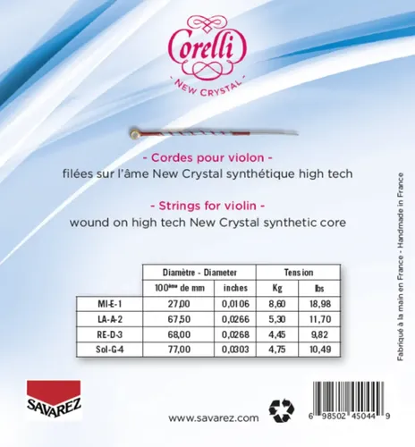 Corelli Saiten für Violine New Crystal 4/4 Medium (700MB)