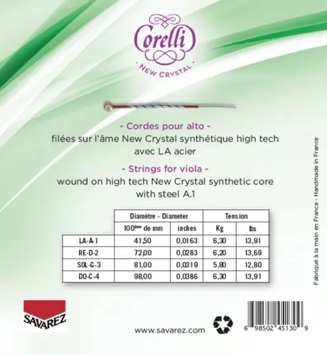 Corelli Saiten für Viola New Crystal Light (730LB)