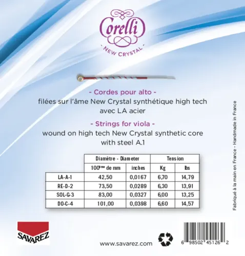 Corelli Saiten für Viola New Crystal Medium (730MB)