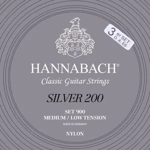 Hannabach Klassikgitarrensaiten Serie 900 Medium / Low Tension Silver 200 3er Bass (9007MLT)