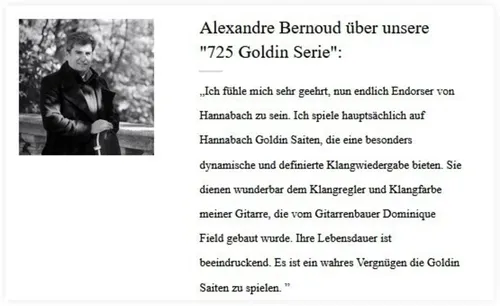 Hannabach Klassikgitarrensaiten Serie 725 Medium / High Tension Goldin Satz (725MHT)