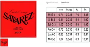 Savarez Saiten für Klassik-Gitarre Alliance Cristal Satz (570CR)