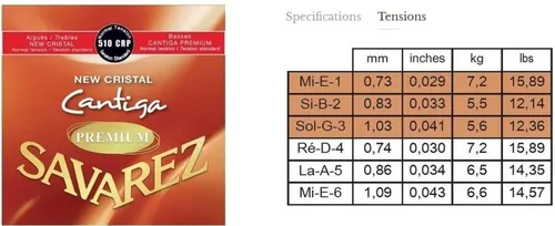 Klassikgitarre-Saiten New Cristal Cantiga Premium Satz Normal (Satz Normal)