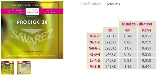 Klassikgitarre-Saiten Prodige 38 1/8-3/4 Grösse 1/8-1/2 Carbon (1/8-1/2 Carbon)