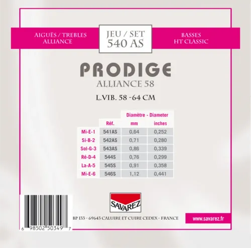 Klassikgitarre-Saiten Prodige 38 1/8-3/4 Grösse 3/4-7/8 Carbon (3/4-7/8 Carbon)
