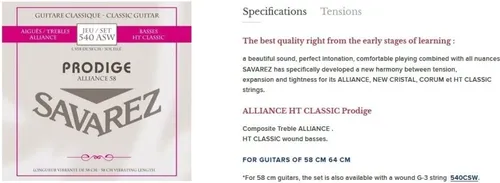 Klassikgitarre-Saiten Prodige 38 1/8-3/4 Grösse 3/4-7/8 Carbon Gw (3/4-7/8 Carbon Gw)